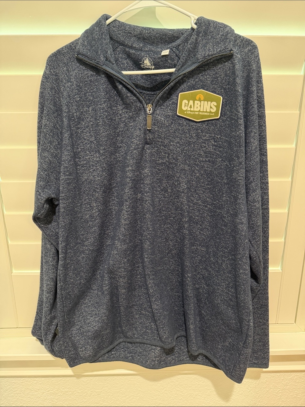 Disney Fort Wilderness Cabins Patch Navy Quarter-Zip Pullover like new